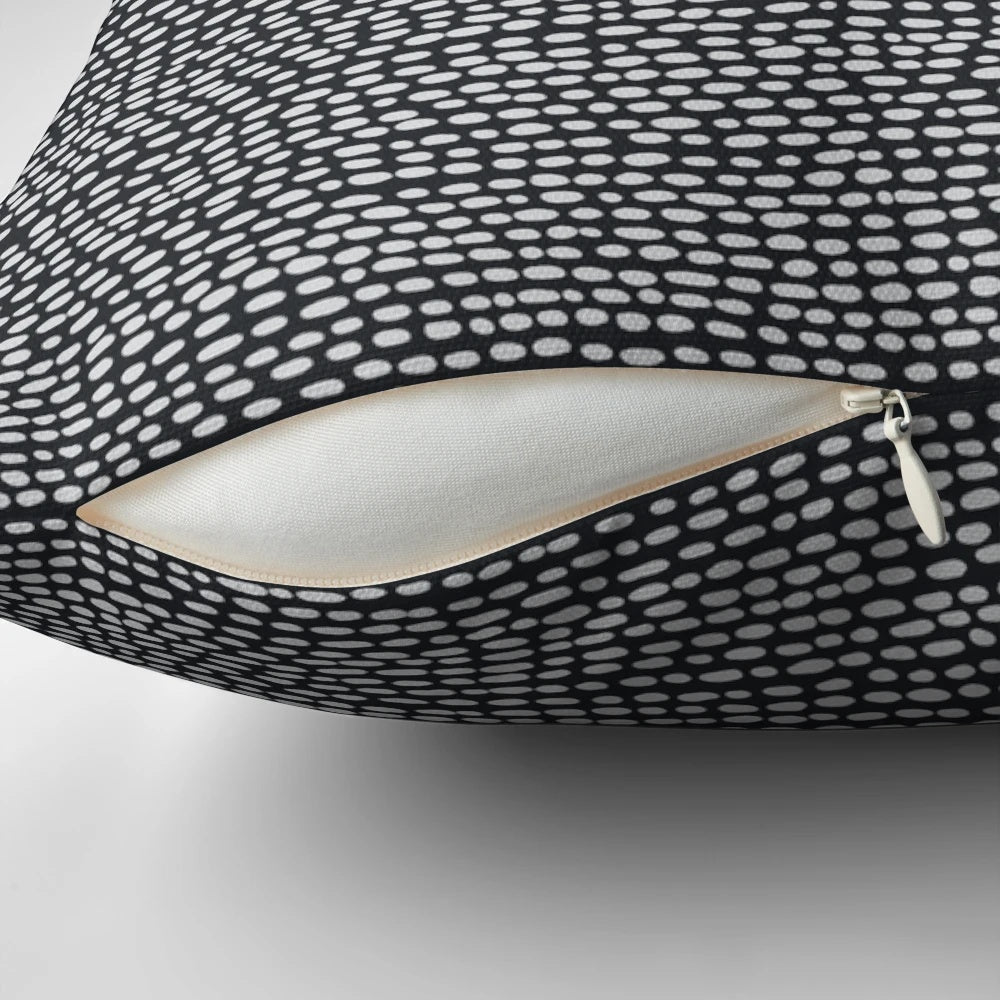 Black and white color block pattern pillow designed by Jacqueline Maldonado