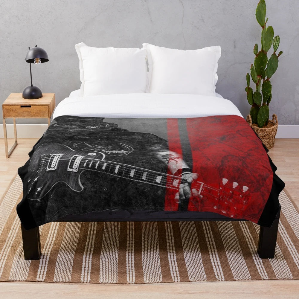 Black plush blanket with music theme