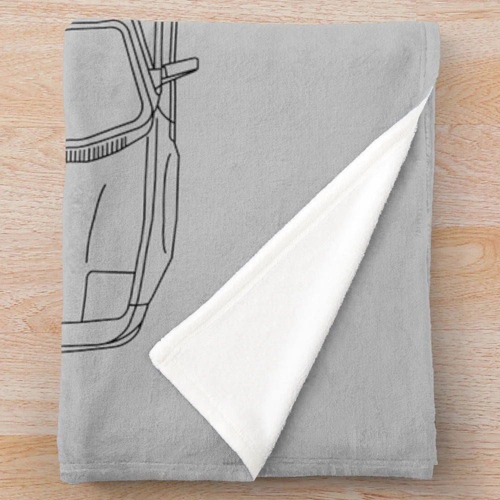 Black plush blanket featuring the iconic Toyota MR2 sports car design