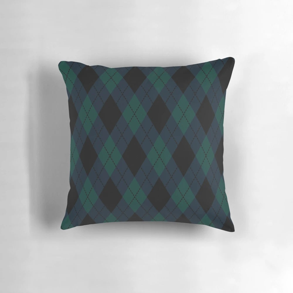 Black watch tartan check pattern decorative throw pillow