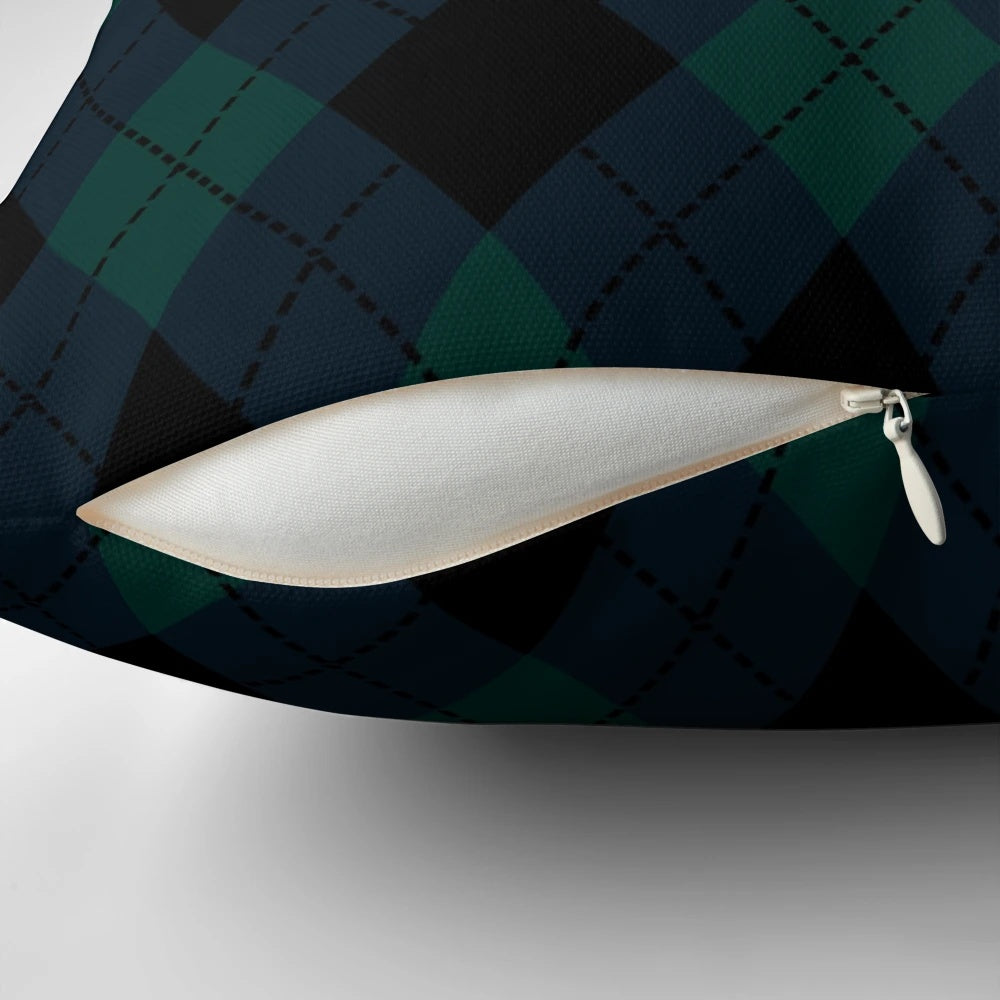 Black watch tartan check pattern decorative throw pillow