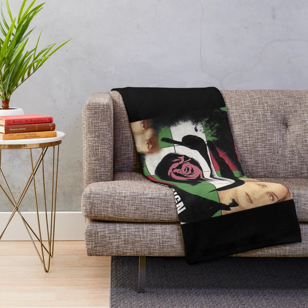 Black, white, and red design plush blanket for pop, rock, and country music lovers
