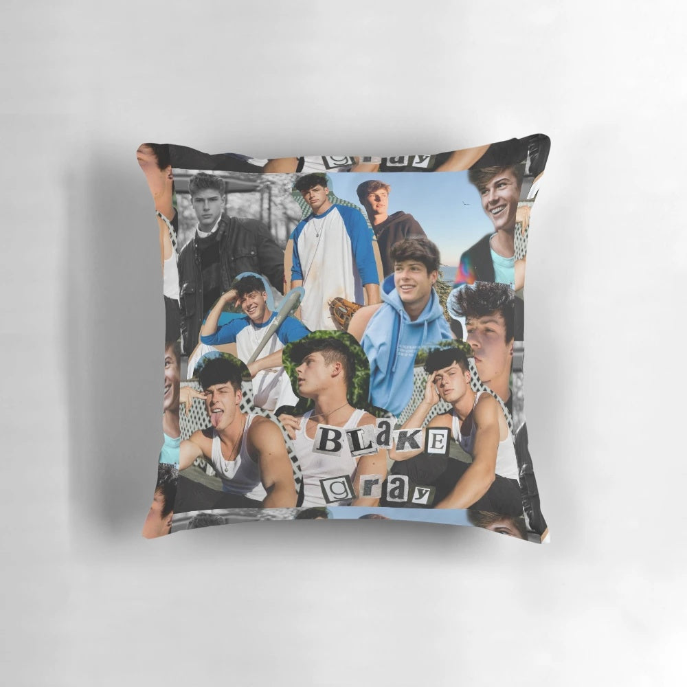 Blake Gray collage print decorative pillow