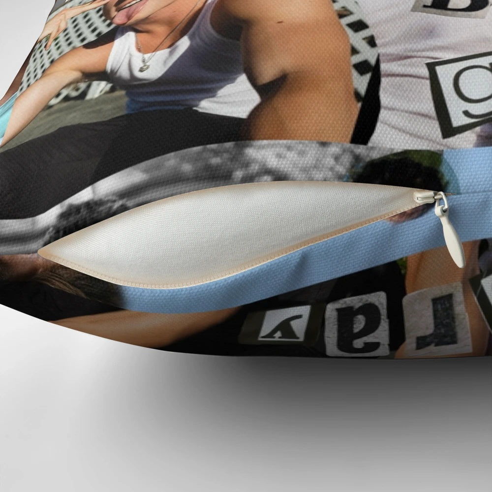 Blake Gray collage print decorative pillow