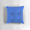 Blue brick-inspired pillow featuring a minimalist, cartoon-like design