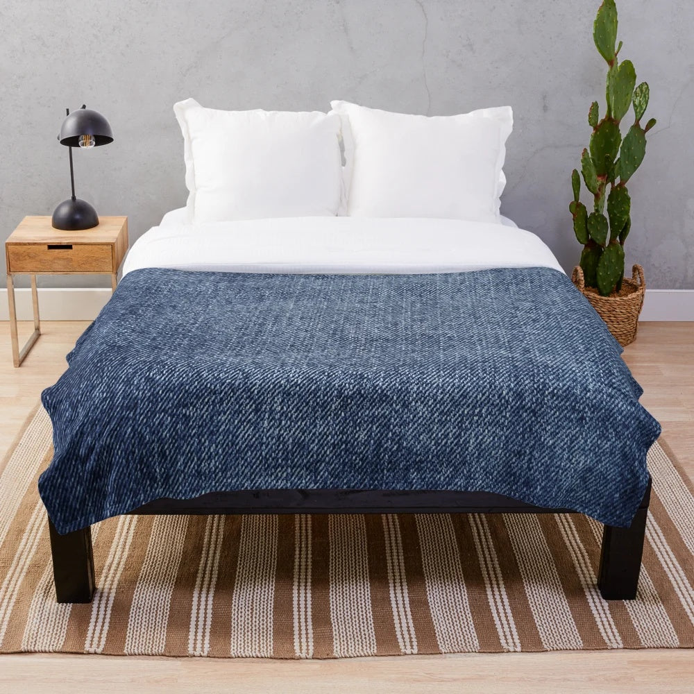 Blue denim plush blanket