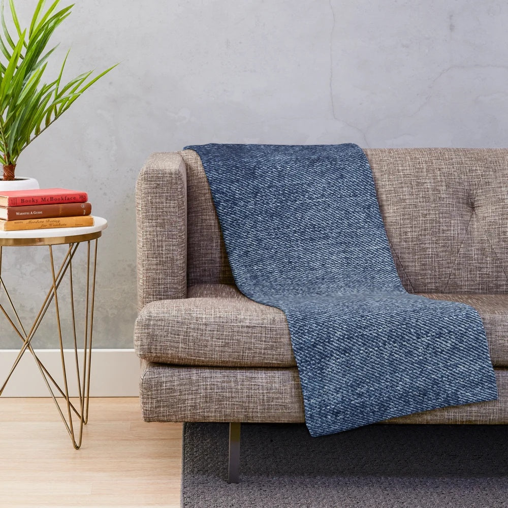 Blue denim plush blanket