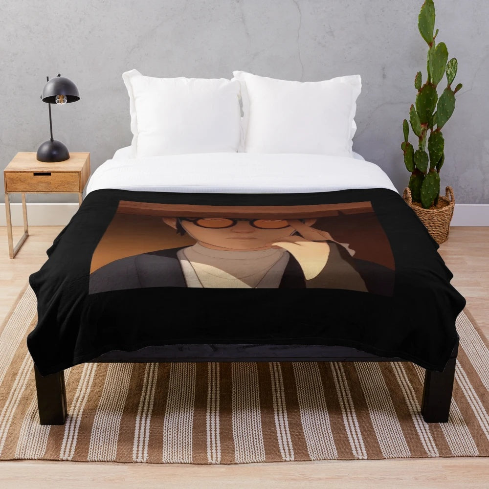 Cozy blue eye samurai themed plush blanket