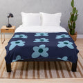 Blue flower plush blanket for cozy home decor