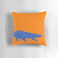 Blue gator lineart design accent pillow