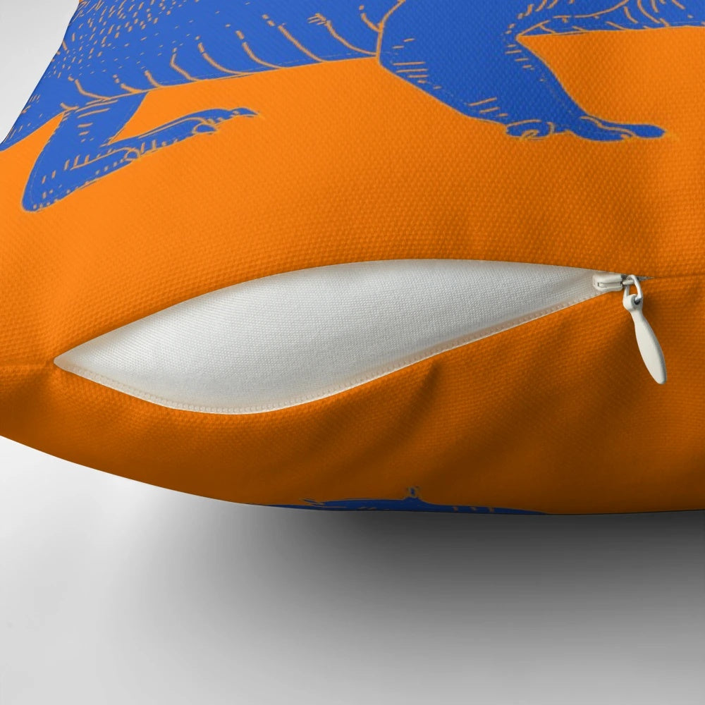 Blue gator lineart design accent pillow