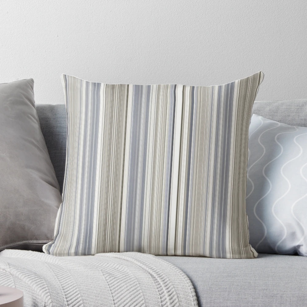 Blue, grey, and tan striped decorative pillow with a modern design for home and tech accessories