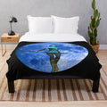 Blue moon warrior plush blanket with vibrant fantasy design