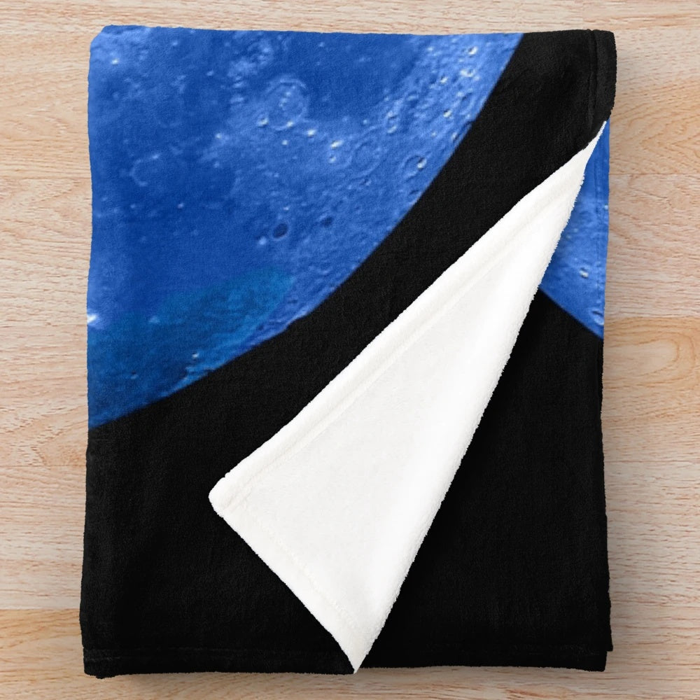 Blue moon warrior plush blanket with vibrant fantasy design