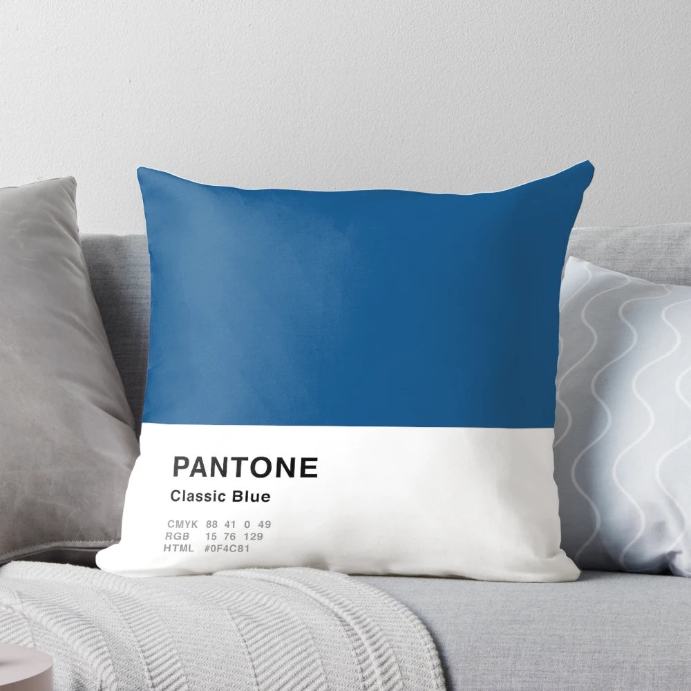 Classic blue Pantone-inspired simple design pillow