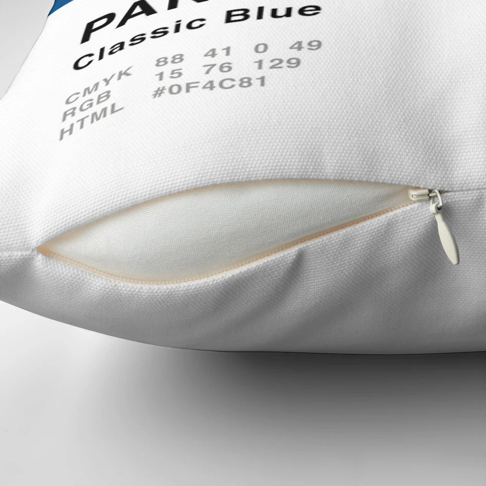 Classic blue Pantone-inspired simple design pillow