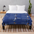 Blue plush blanket with graphic design inspired by Chelsea FC and Australian soccer player Sam Kerr