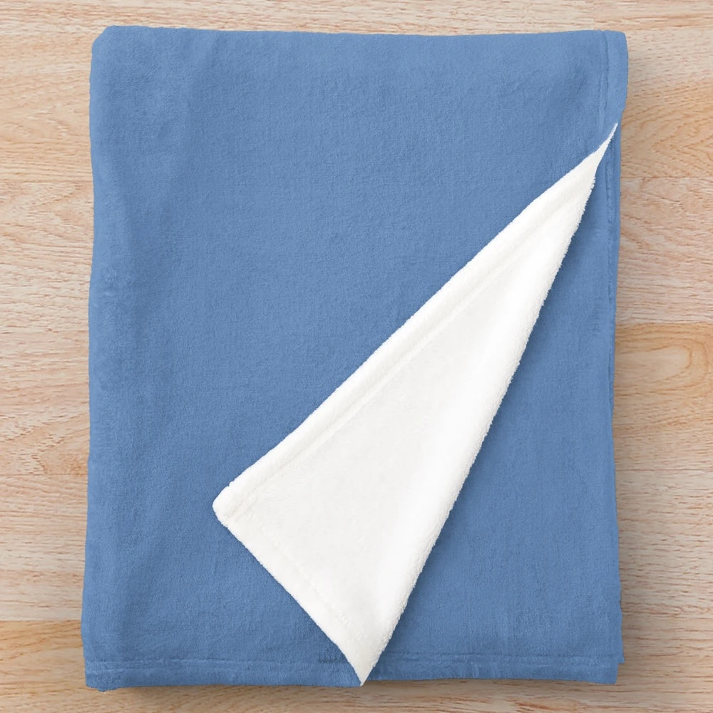 Blue plush blanket with feminist and rose pattern design