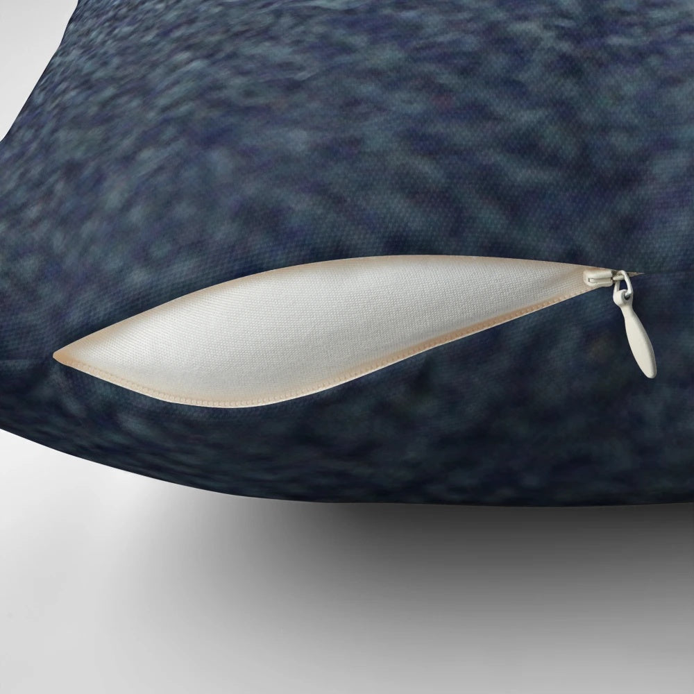 Blue tweed pillow with herringbone pattern, a stylish and cozy gift for fathers and brothers.
