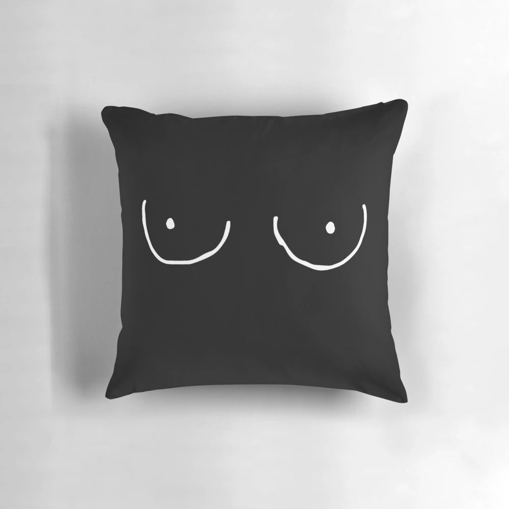 Boobs art pillow with a humorous and empowering design