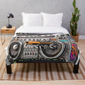Plush blanket featuring a boombox and graffiti-inspired design
