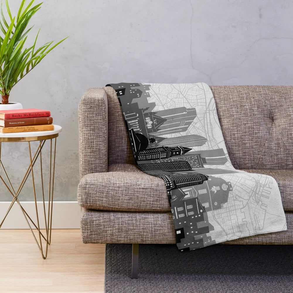 Boston skyline plush blanket with modern, minimalistic design