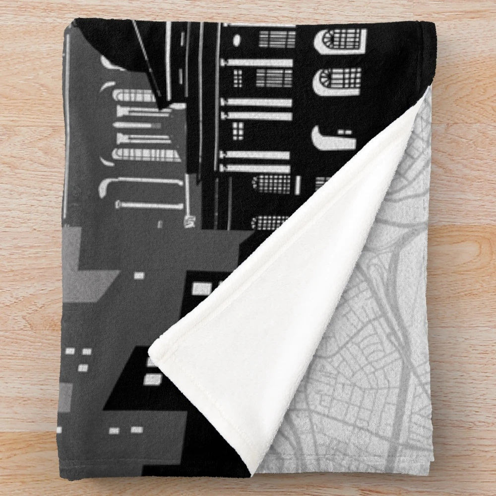 Boston skyline plush blanket with modern, minimalistic design