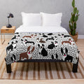 Boston Terrier Plush Blanket with Mid-Century Modern Design