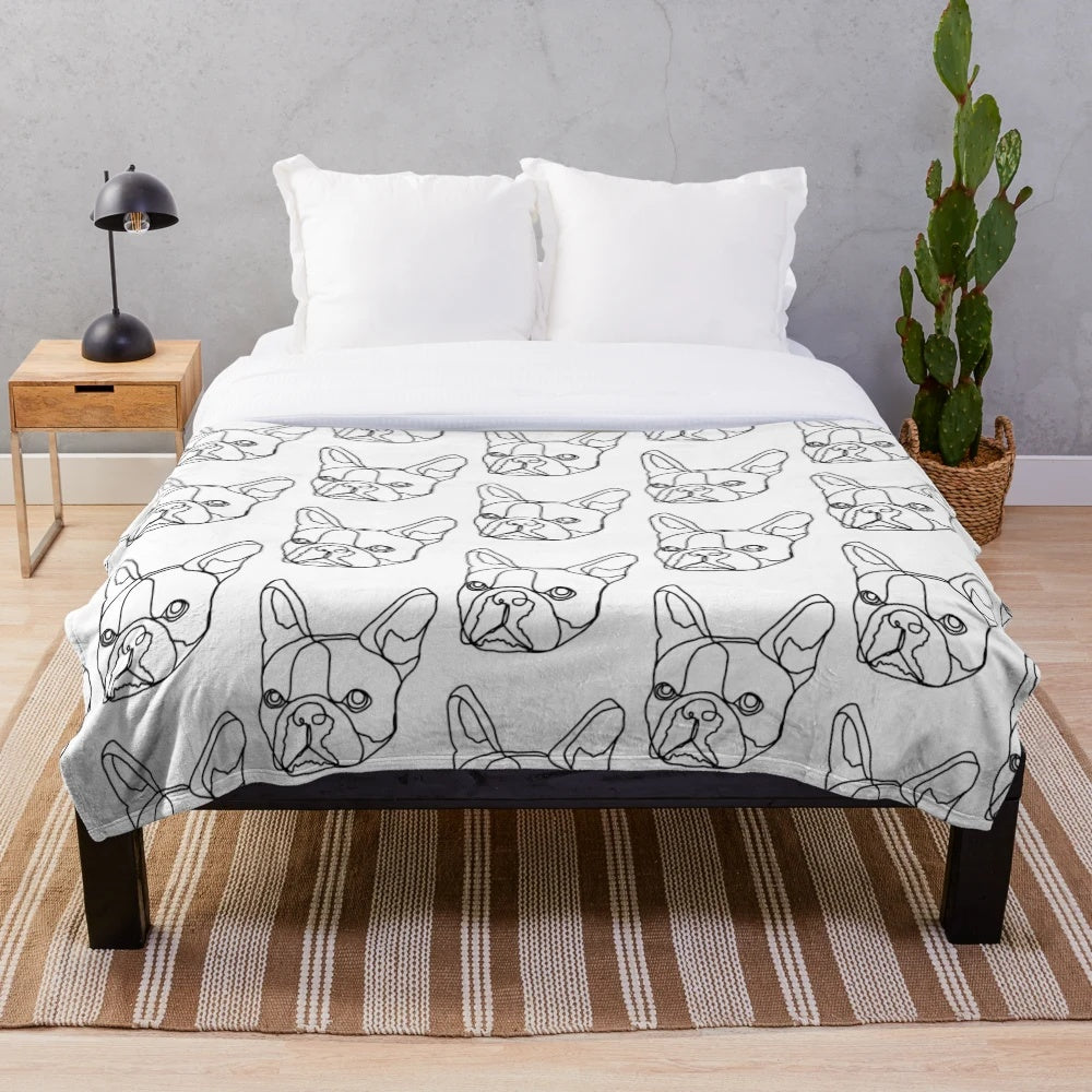 Minimalistic Boston Terrier Plush Blanket