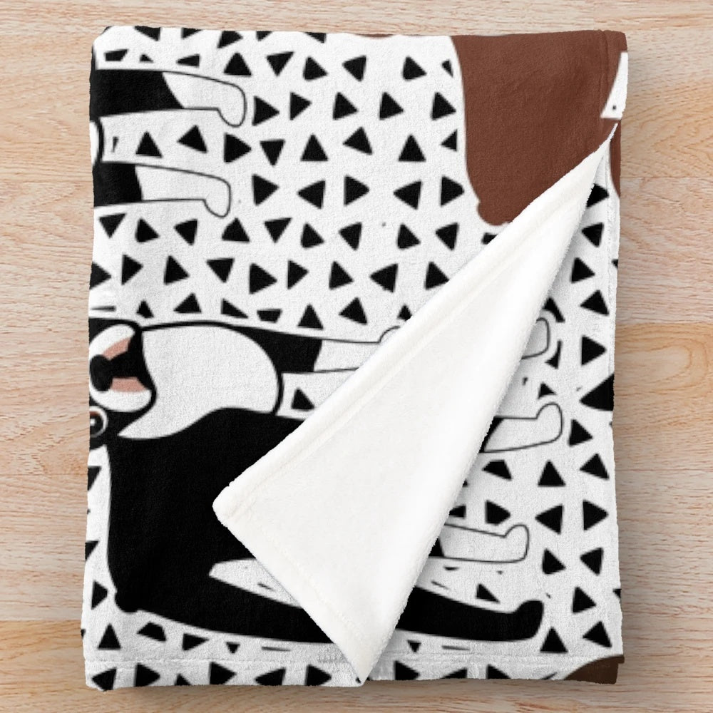 Boston Terrier Plush Blanket with Mid-Century Modern Design