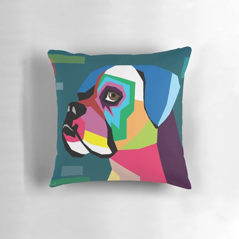Boxer dog graphic art pillow with minimalist design