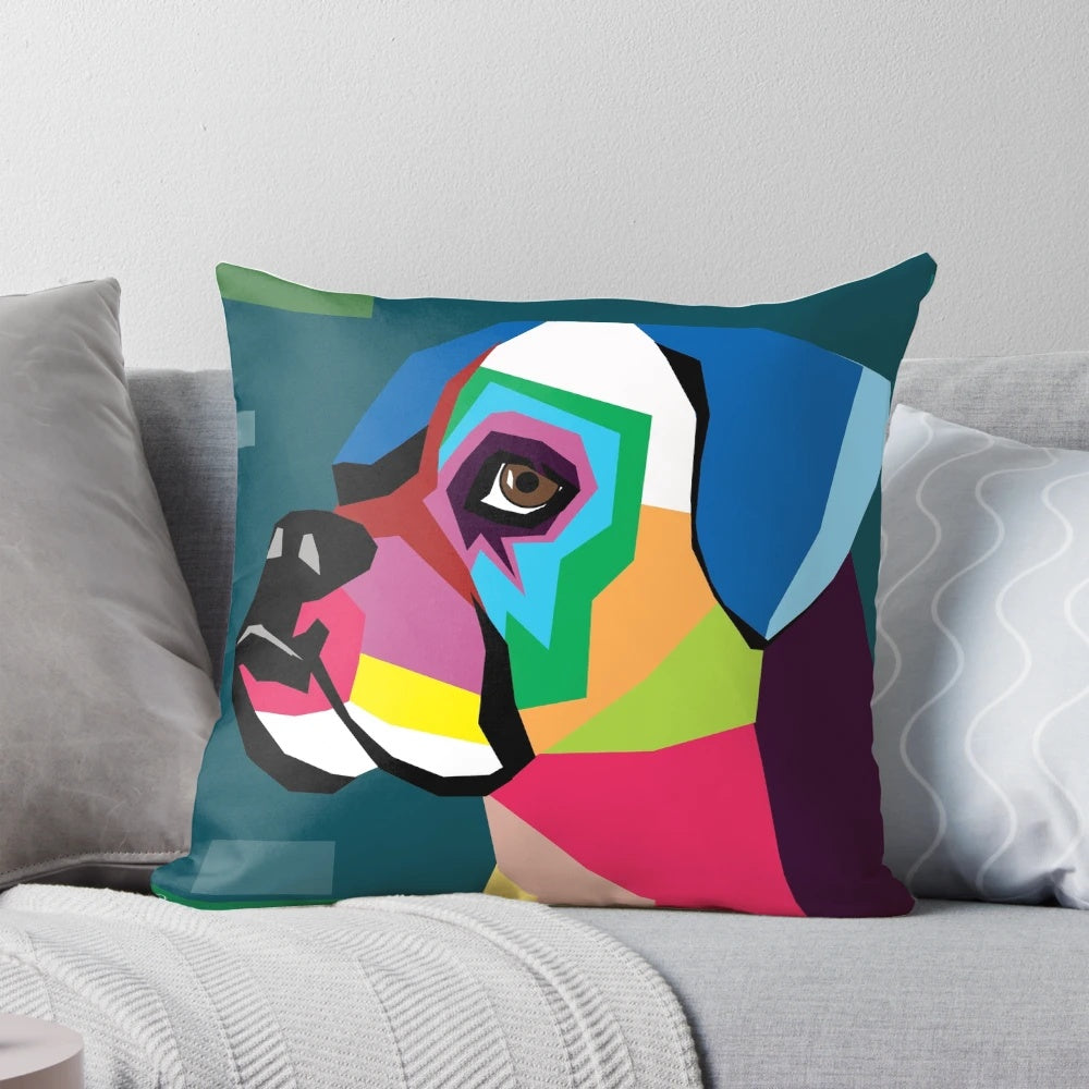 Boxer dog graphic art pillow with minimalist design