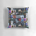BoyWithUke Collage Pillow with Ukulele, Music, and Album Cover Artwork