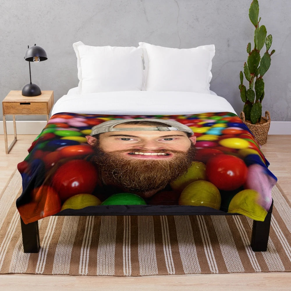 Plush blanket featuring an abstract portrait of popular YouTuber Brandon Farris