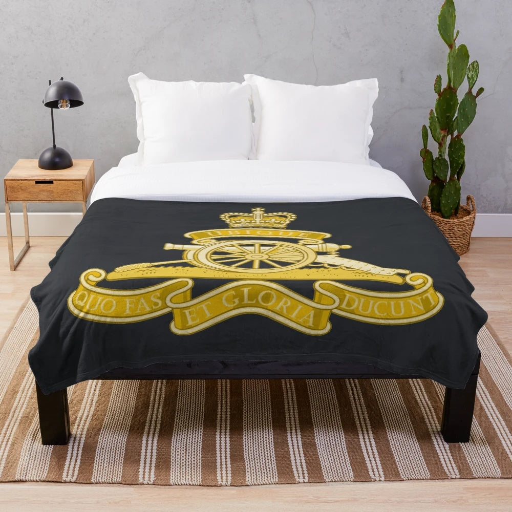 British Army Royal Artillery military emblem plush blanket