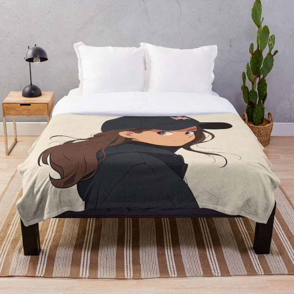British woman portrait plush blanket