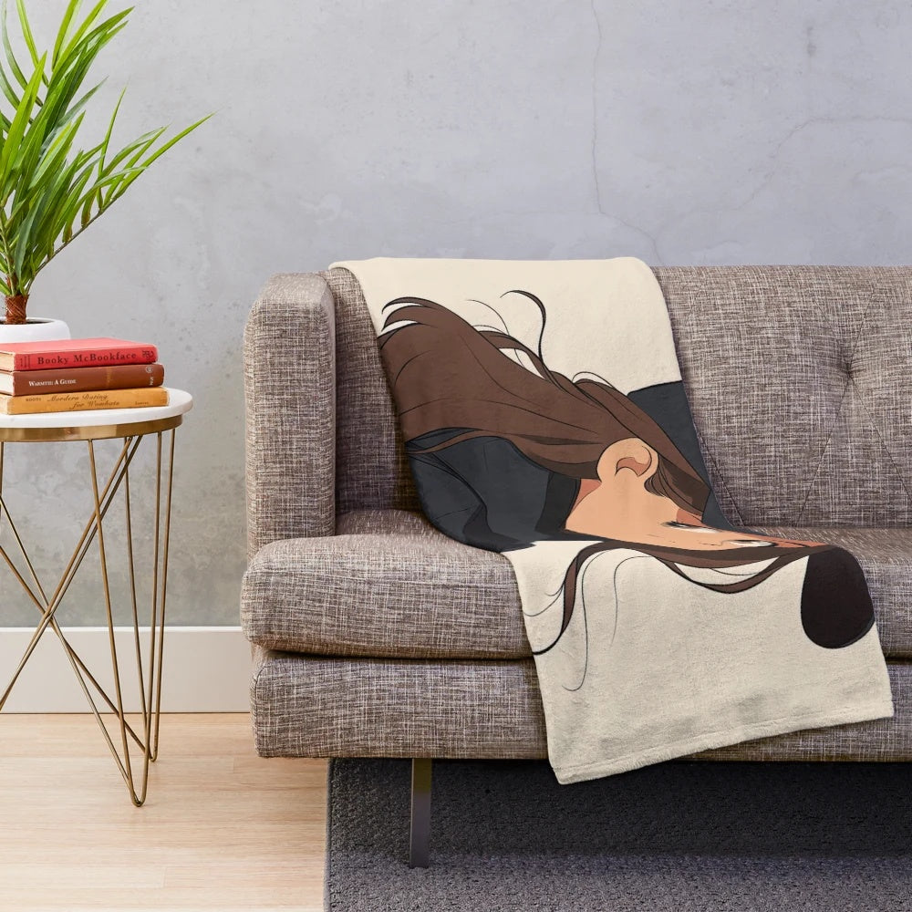 British woman portrait plush blanket