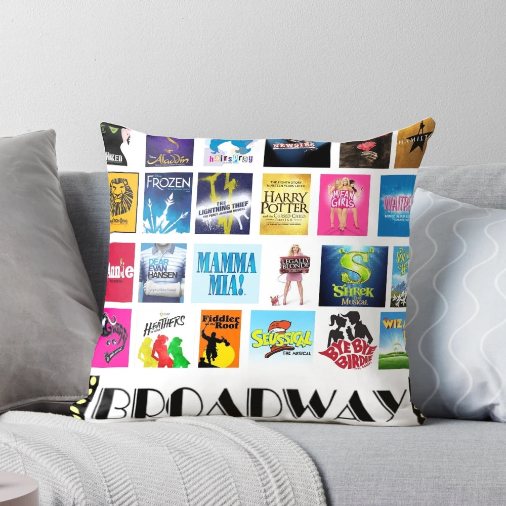 A soft, high-quality pillow featuring the iconic logo of a beloved Broadway musical