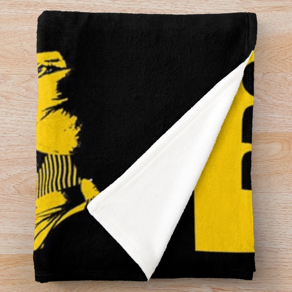 Brooklyn Nine Nine inspired plush blanket featuring a stencil-style wallpaper design