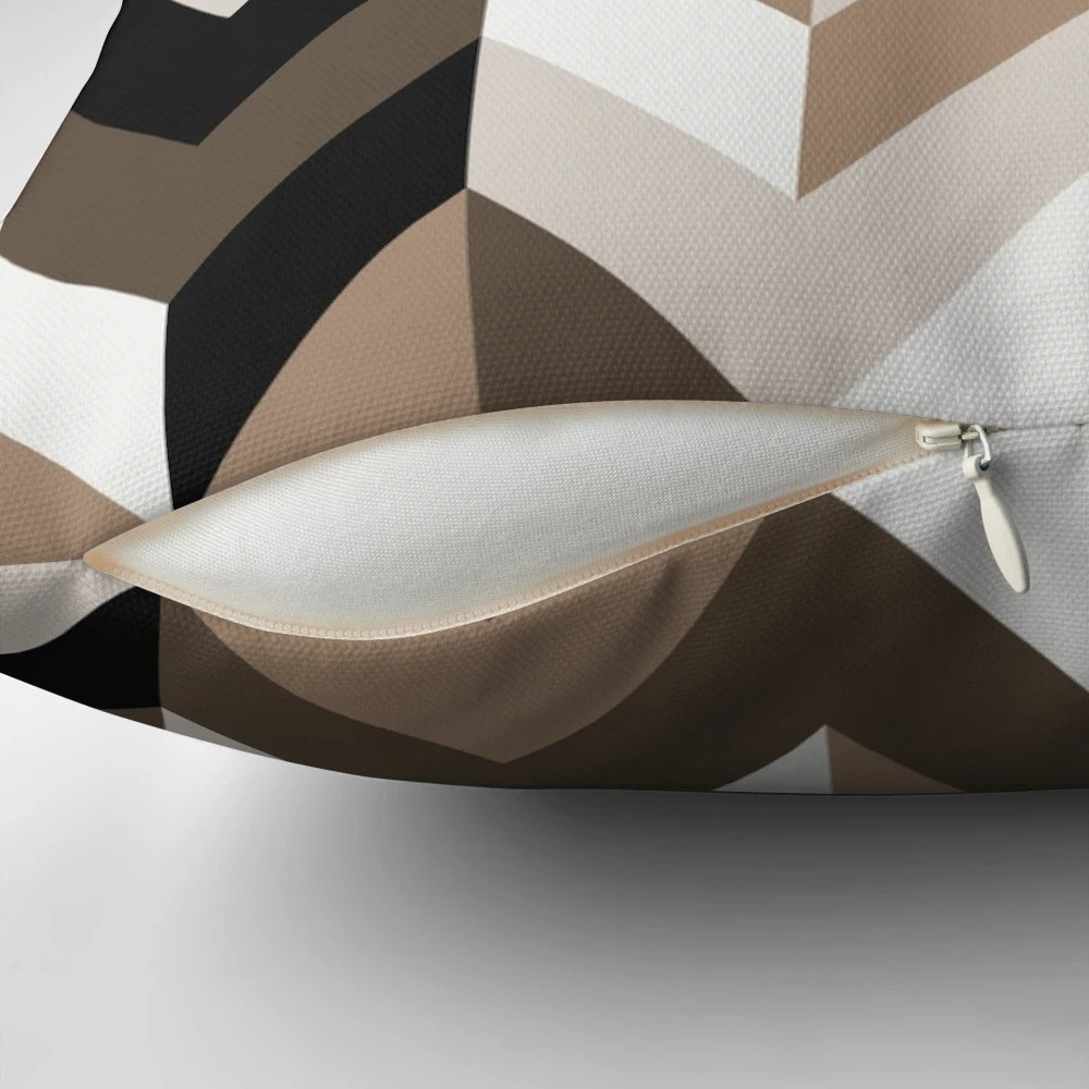 Brown chevron pattern pillow with geometric digital art design