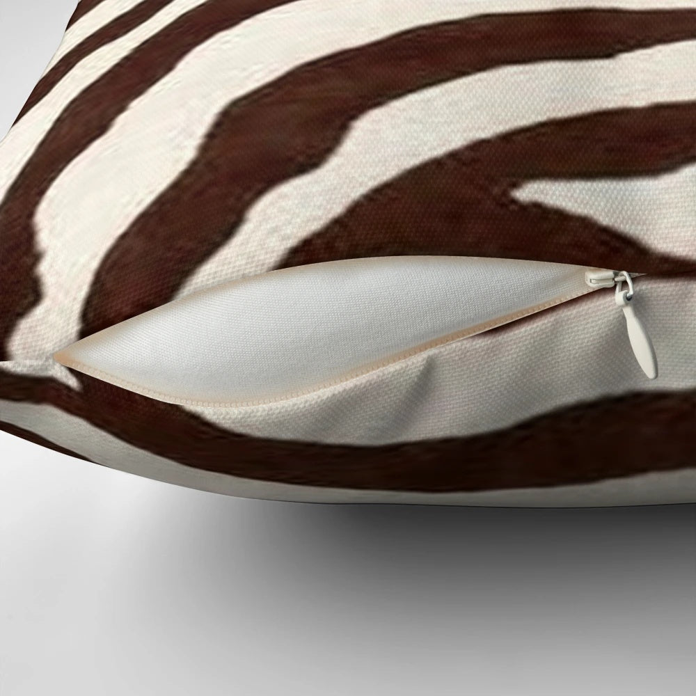 Brown and white zebra print decorative pillow