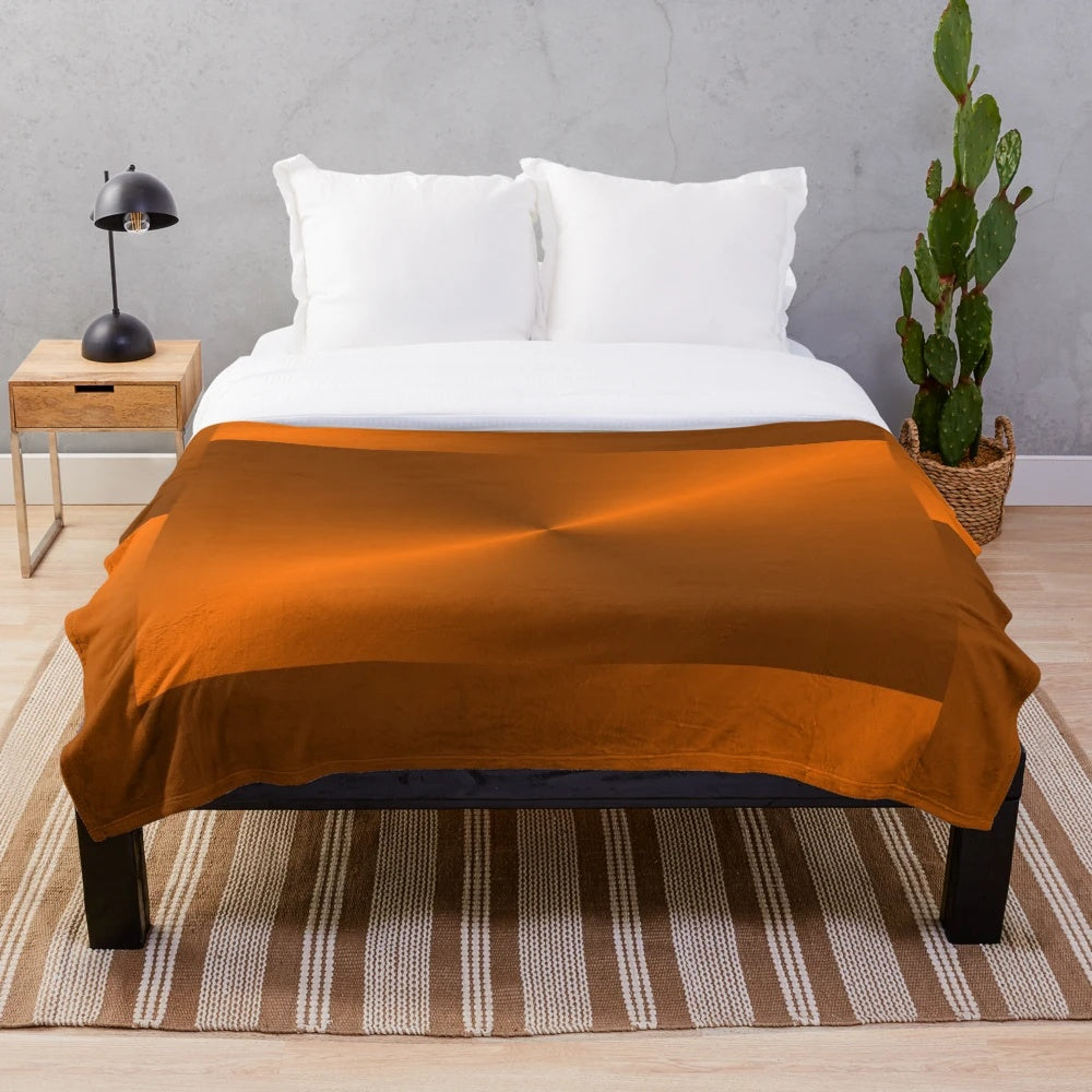Brushed copper plush blanket with metallic sheen and elegant illustration