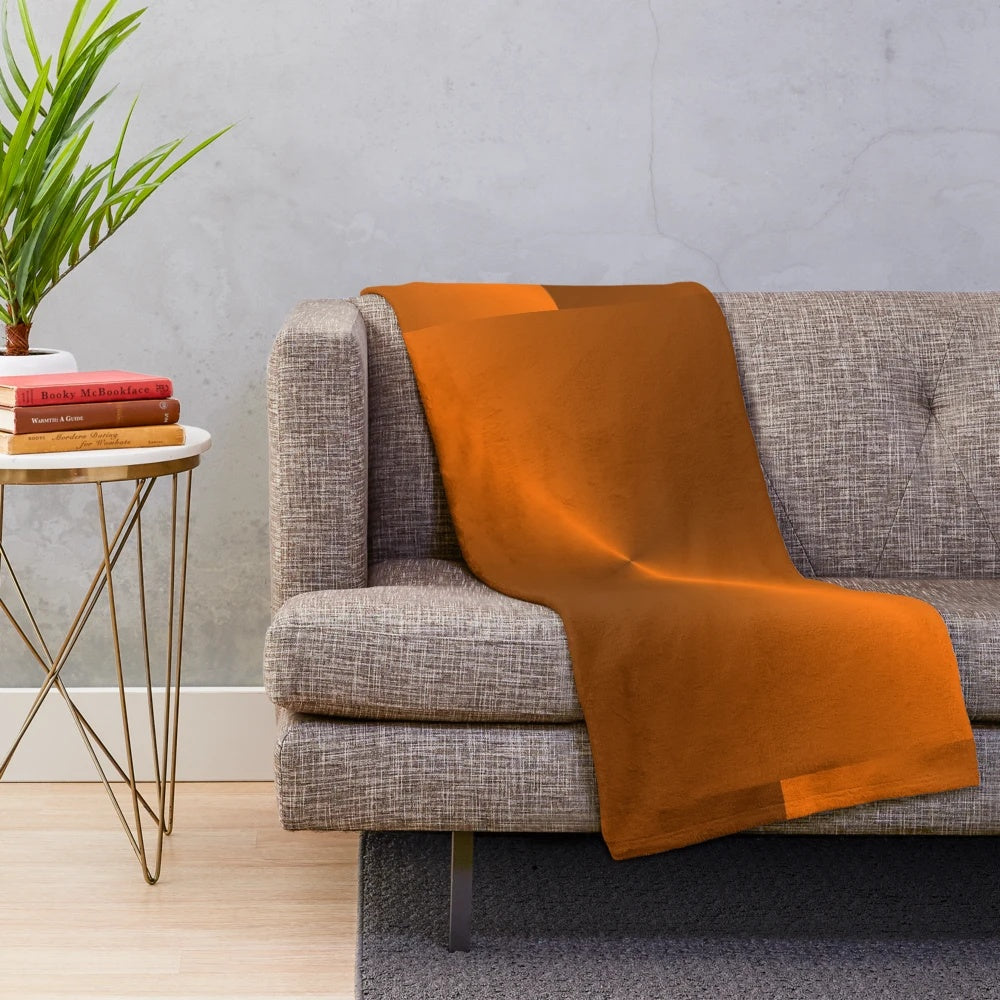 Brushed copper plush blanket with metallic sheen and elegant illustration