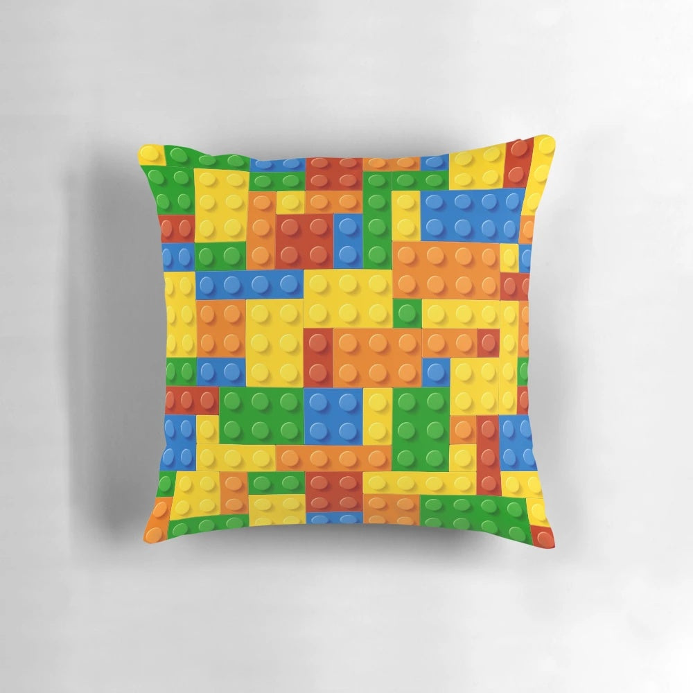 Decorative building blocks inspired pillow for home decor