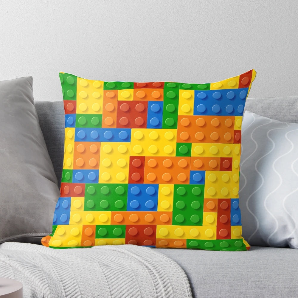 Decorative building blocks inspired pillow for home decor