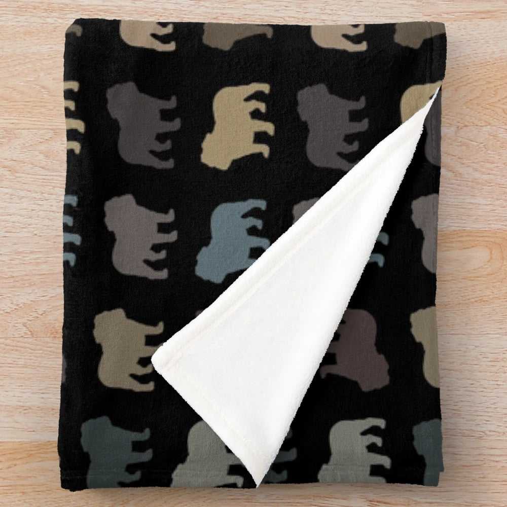 Bulldog Silhouette Plush Blanket