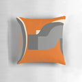 Burnt orange retro-style pillow with grey accents, perfect for adding a vintage touch to your living space.