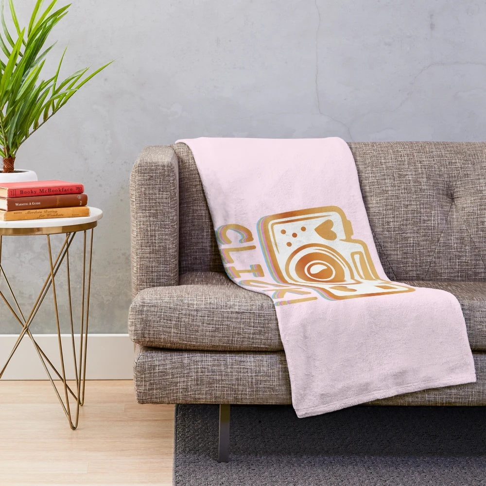 Camera Click Plush Blanket featuring a stylish camera design