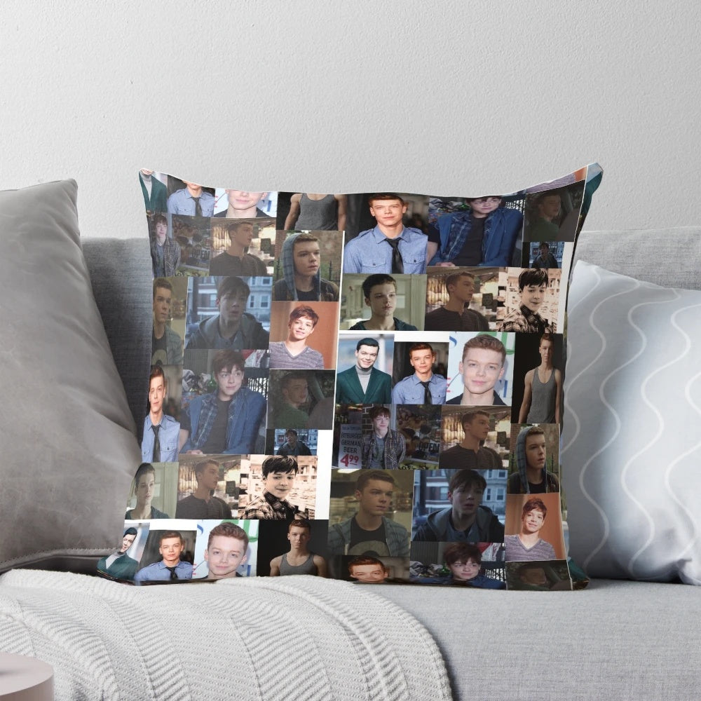 Soft, high-quality pillow featuring a portrait of actor Cameron Monaghan