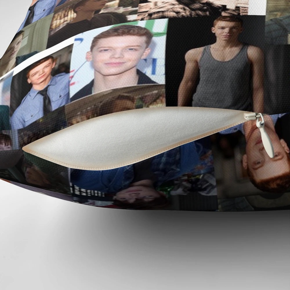 Soft, high-quality pillow featuring a portrait of actor Cameron Monaghan